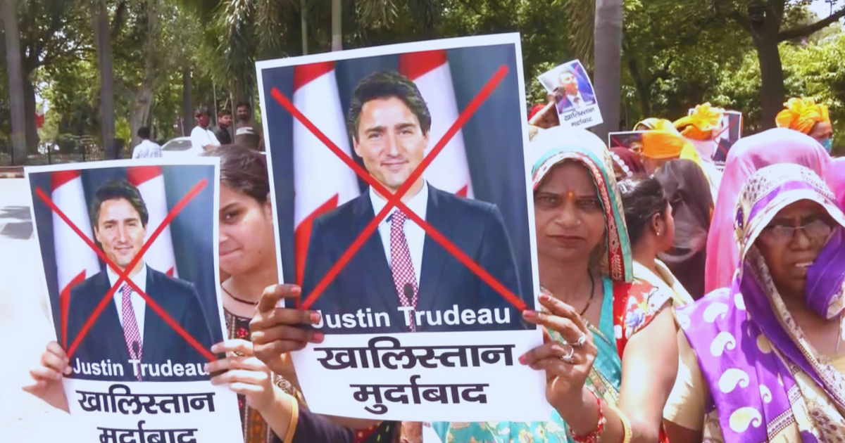 Delhi: People protest against Canadian PM Trudeau, his government outside High Commission over Khalistan issue